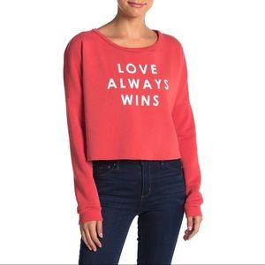 Love Aways Wins Cropped Red Sweatshirt
